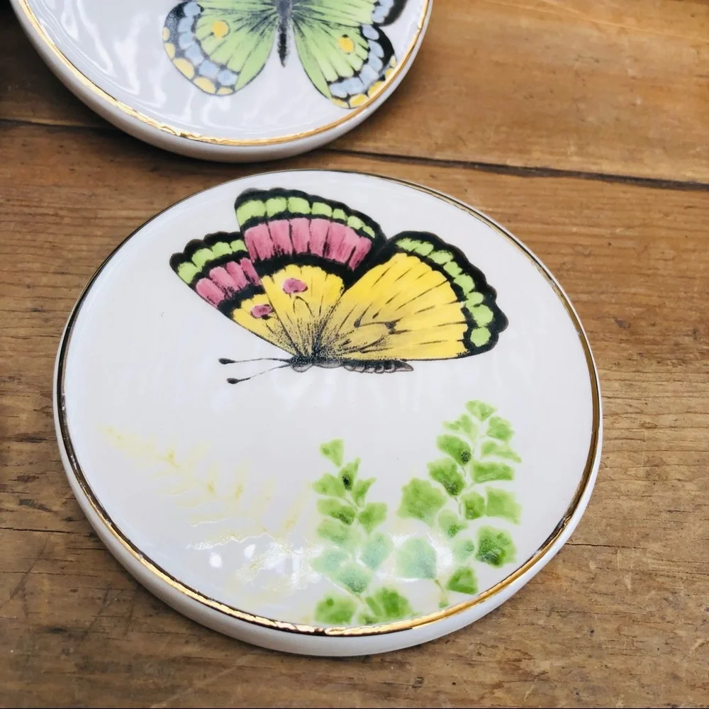 Pier 1 Butterfly Porcelain Coasters Set of 4